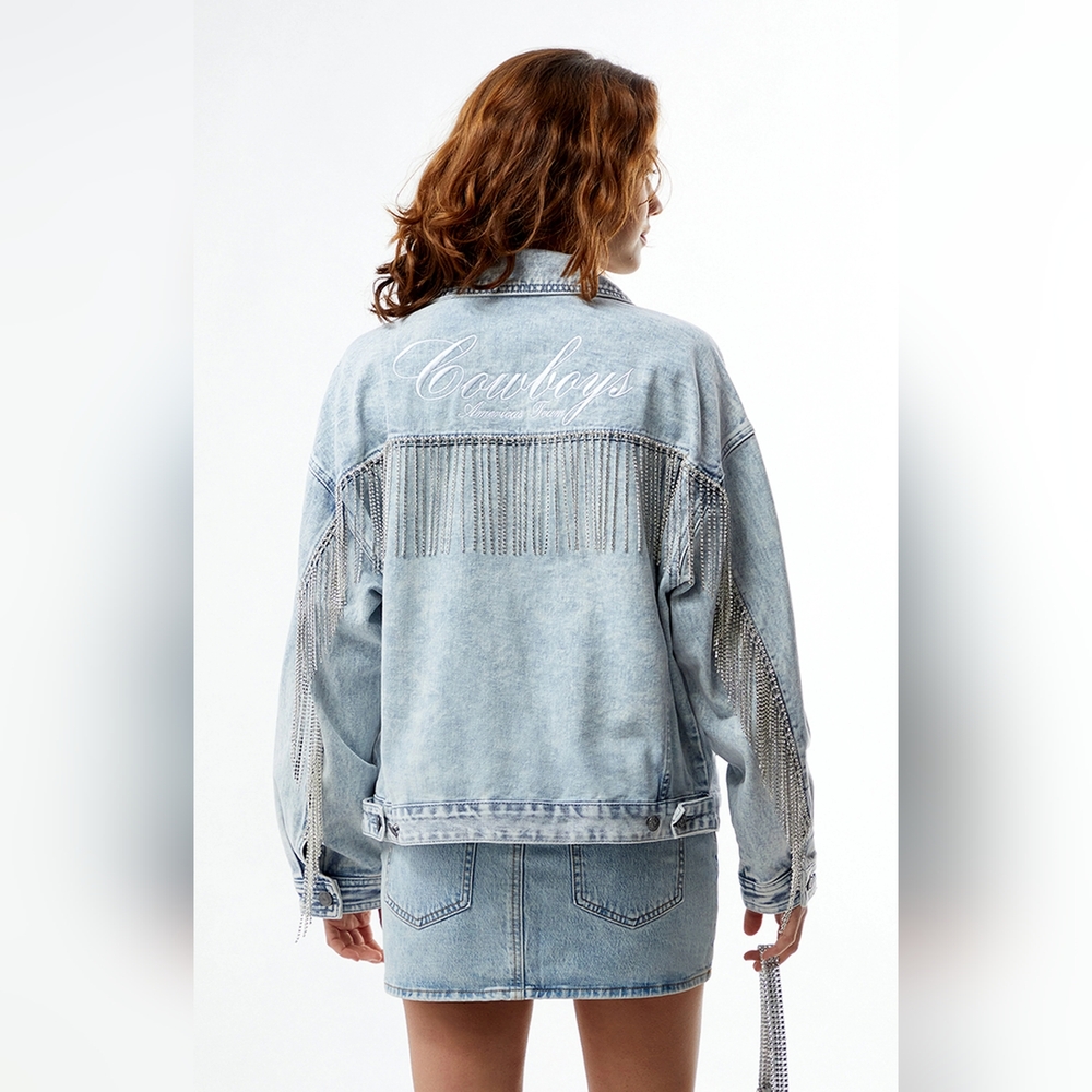 WILD COLLECTIVE® x PacSun® Dallas Cowboys Rhinestone Fringe Denim Jacket | LRG